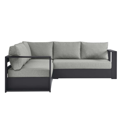 Tahoe 3-Piece outdoor sectional sofa set with powder-coated aluminum frame and gray cushions on Tampa Home & Garden Store