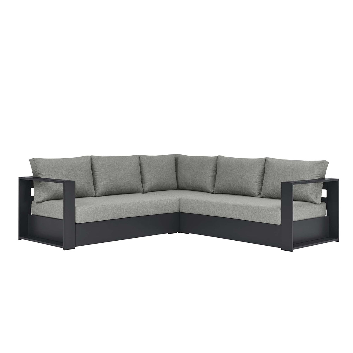 Tahoe 3-Piece outdoor patio powder-coated aluminum sectional sofa with gray cushions on Tampa Home & Garden Store