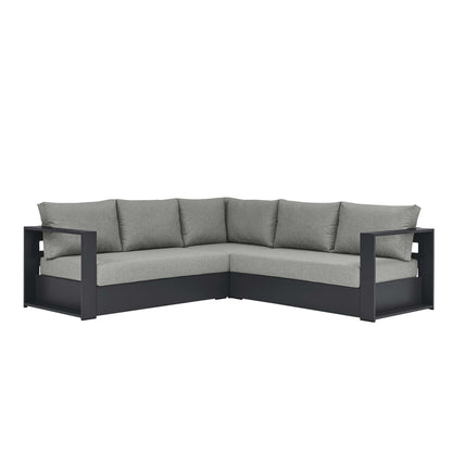 Tahoe 3-Piece outdoor patio powder-coated aluminum sectional sofa with gray cushions on Tampa Home & Garden Store