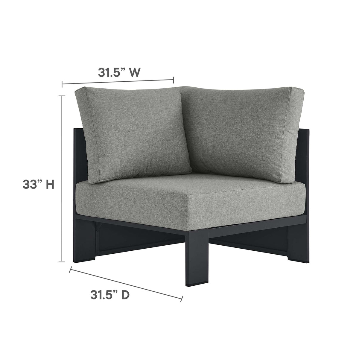 Tahoe 3-Piece Outdoor Patio Sofa Set by Modway, powder-coated aluminum frame, gray cushions on Tampa Home & Garden Store