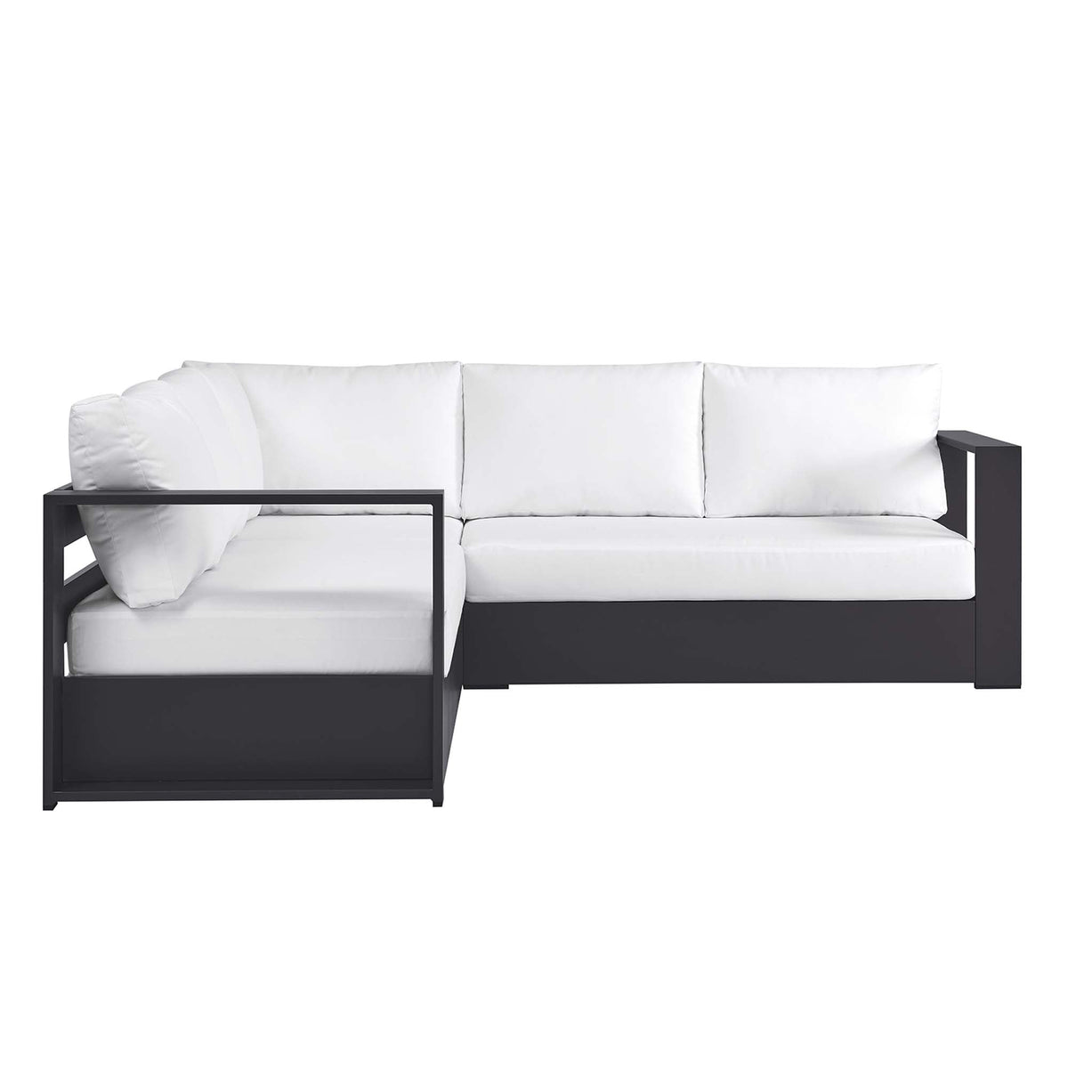 Tahoe 3-piece sectional sofa set with white cushions and black frame on Tampa Home & Garden Store