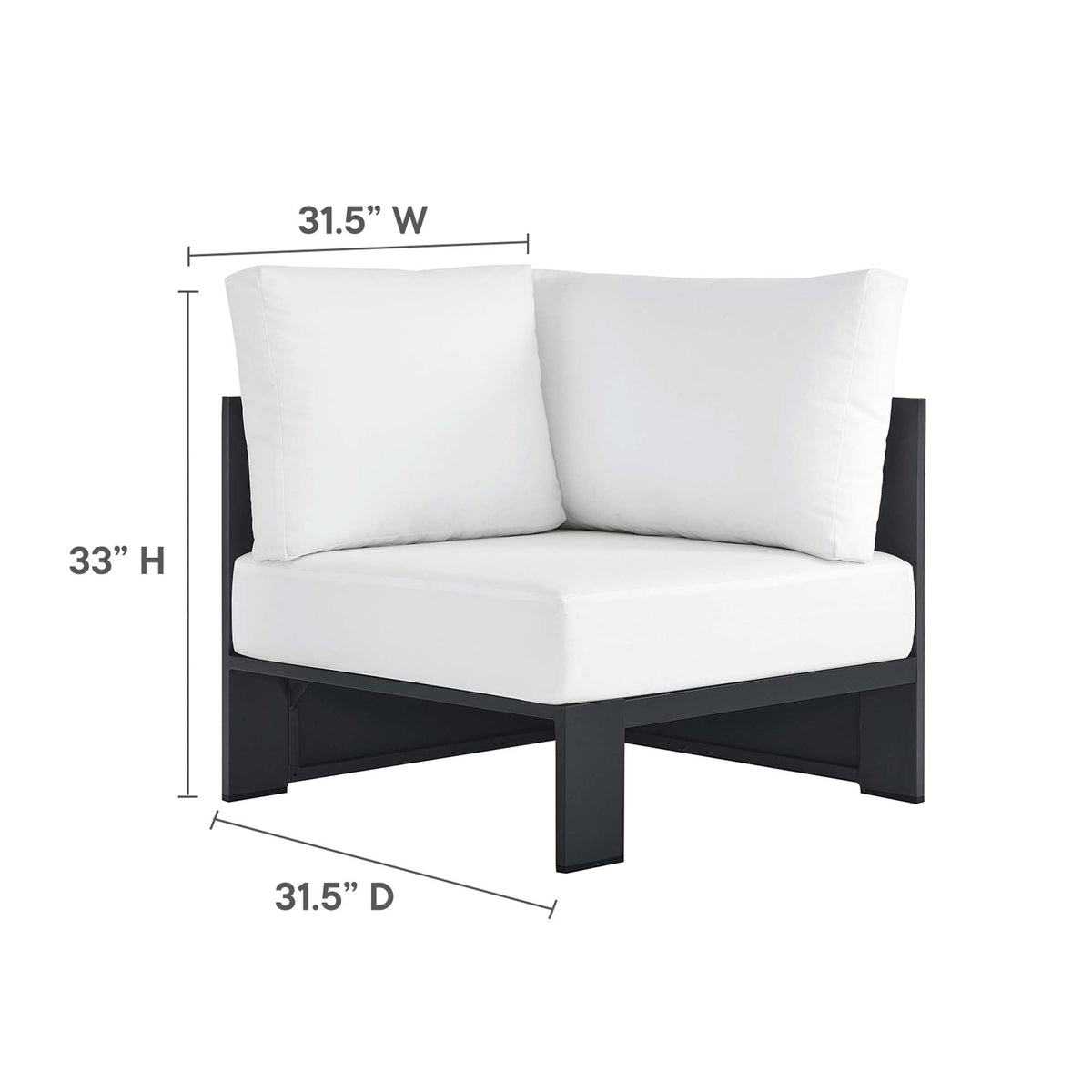 Tahoe 3-Piece outdoor sofa set with aluminum frame and white cushions 31.5W x 33H by Modway on Tampa Home & Garden Store