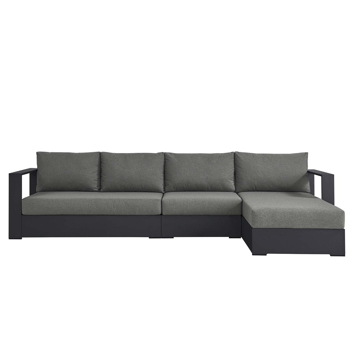 Tahoe 3-Piece Modway sofa set with right-facing chaise powder-coated aluminum gray cushions on Tampa Home & Garden Store