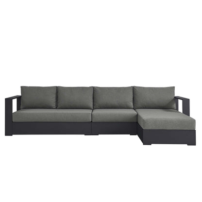Tahoe 3-Piece Modway sofa set with right-facing chaise powder-coated aluminum gray cushions on Tampa Home & Garden Store