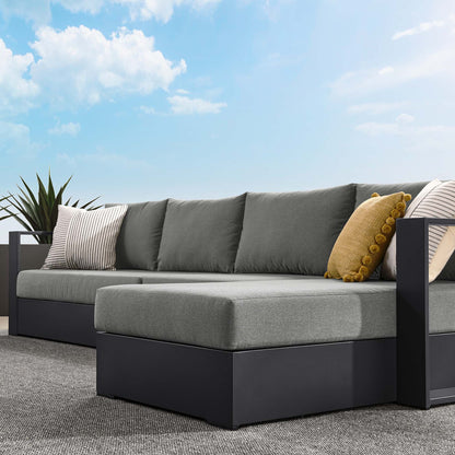 Tahoe 3-Piece Outdoor Sofa Sectional right chaise with gray cushions and powder-coated aluminum on Tampa Home & Garden Store