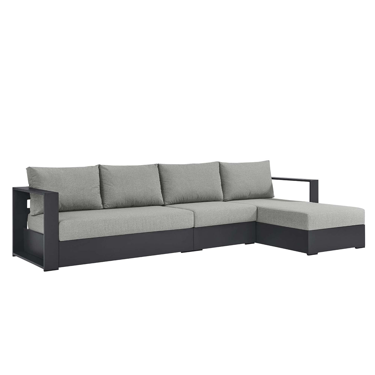 Tahoe 3-Piece Outdoor Chaise Sectional Sofa Set with gray cushions powder-coated aluminum on Tampa Home & Garden Store