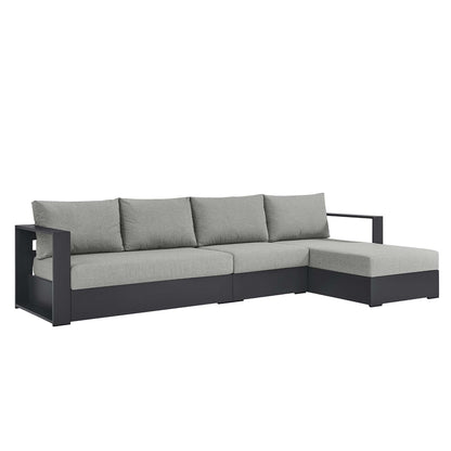 Tahoe 3-Piece Outdoor Chaise Sectional Sofa Set with gray cushions powder-coated aluminum on Tampa Home & Garden Store