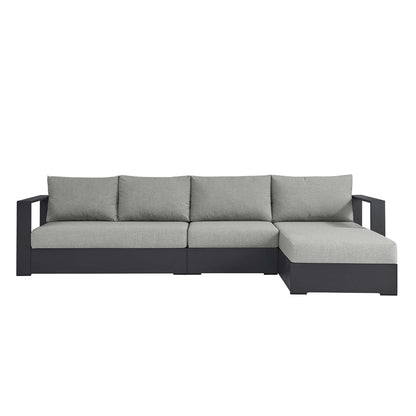 Tahoe 3-Piece patio sectional sofa gray cushions powder-coated aluminum right chaise on Tampa Home & Garden Store