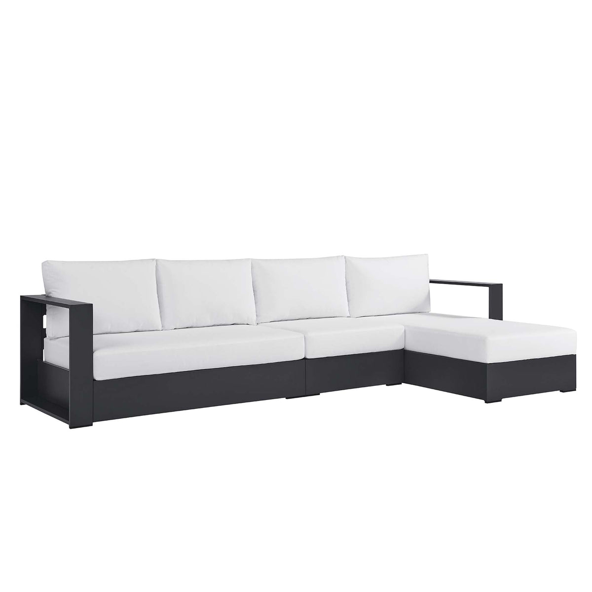 Tahoe 3-Piece outdoor patio sectional with white cushions and powder-coated aluminum by Modway on Tampa Home & Garden Store