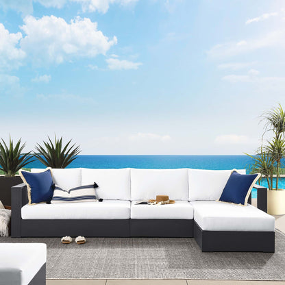 Tahoe 3-Piece powder-coated aluminum right-facing chaise sectional with white cushions on Tampa Home & Garden Store