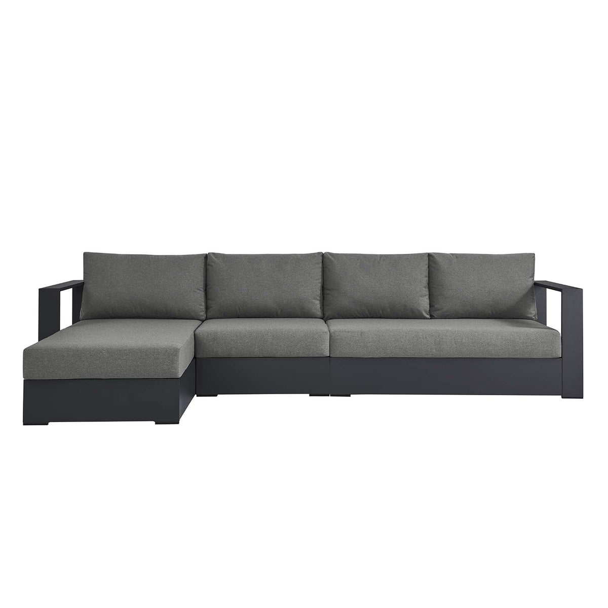 Tahoe 3-Piece left chaise sectional sofa with aluminum frame and gray cushions on Tampa Home & Garden Store