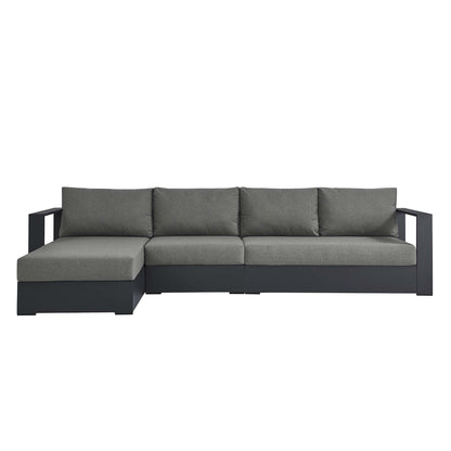Tahoe 3-Piece left chaise sectional sofa with aluminum frame and gray cushions on Tampa Home & Garden Store