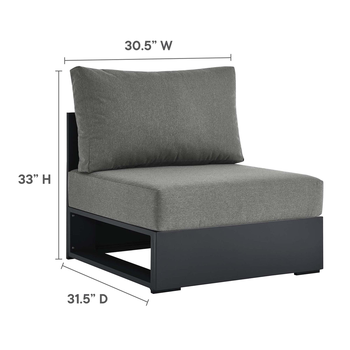 Tahoe 3-Piece Outdoor Patio Left-Facing Chaise Sectional Sofa Set with dark gray cushions on Tampa Home & Garden Store