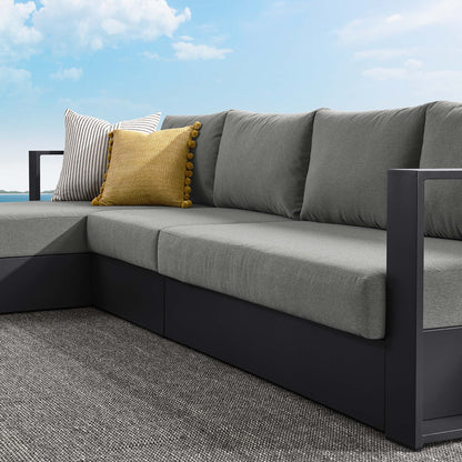 Tahoe 3-Piece outdoor left-facing chaise sofa, aluminum frame with grey cushions Modway on Tampa Home & Garden Store