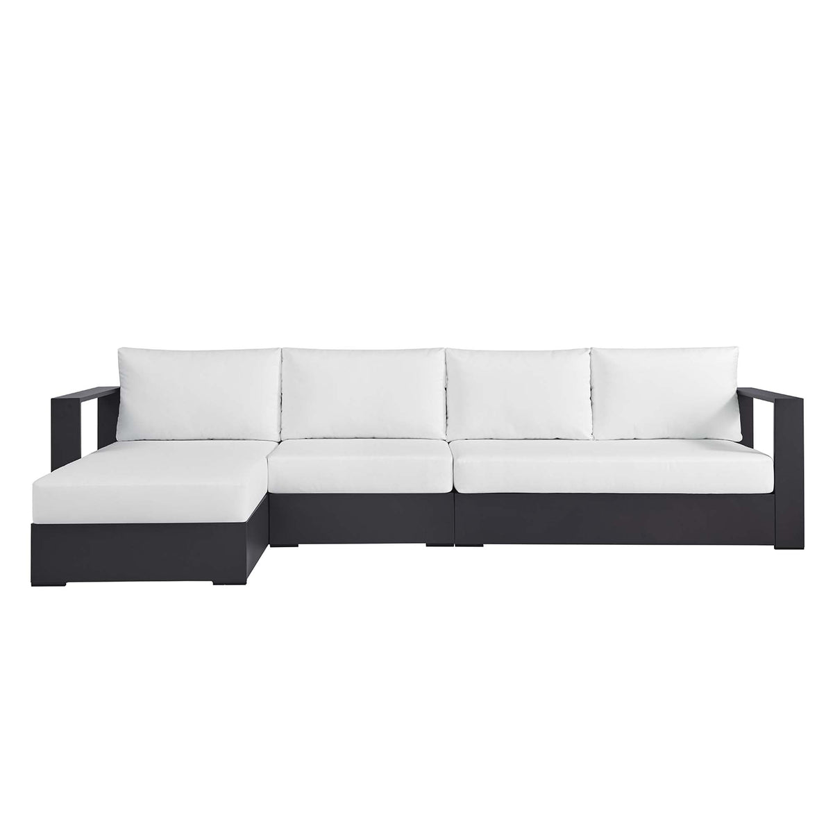 Tahoe left-facing chaise sectional with aluminum frame and white cushions by HouseOfZazla on Tampa Home & Garden Store