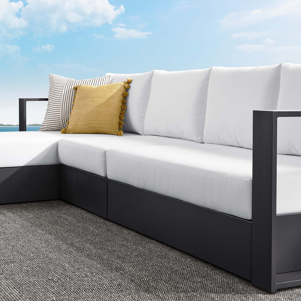 Tahoe 3-Piece outdoor left-facing chaise sectional with powder-coated aluminum frame on Tampa Home & Garden Store