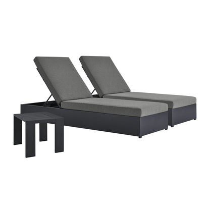 Tahoe 3 Piece Outdoor Patio Chaise and Side Table