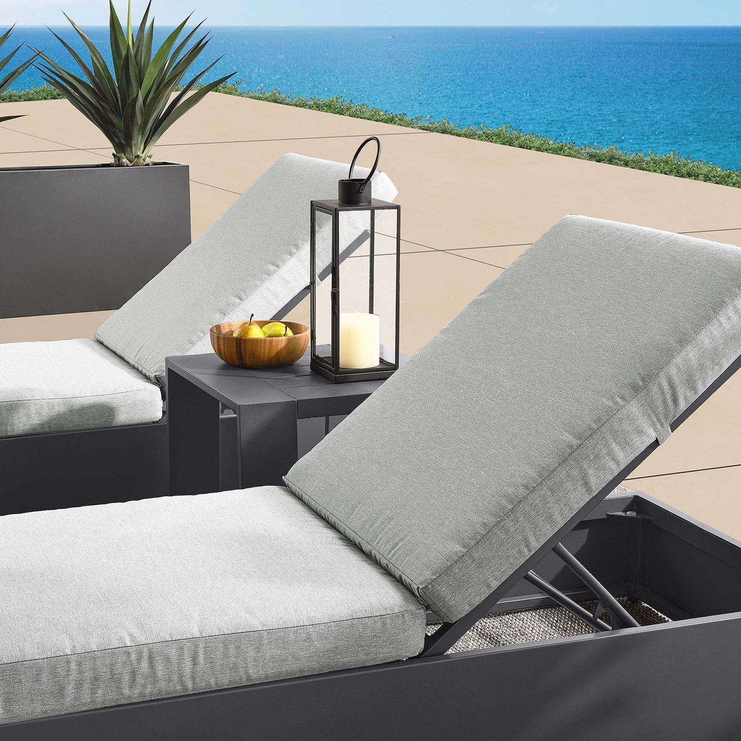 Tahoe 3 Piece Outdoor Patio Chaise and Side Table
