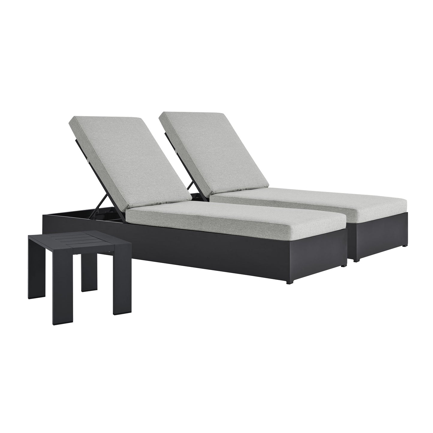 Tahoe 3 Piece Outdoor Patio Chaise and Side Table