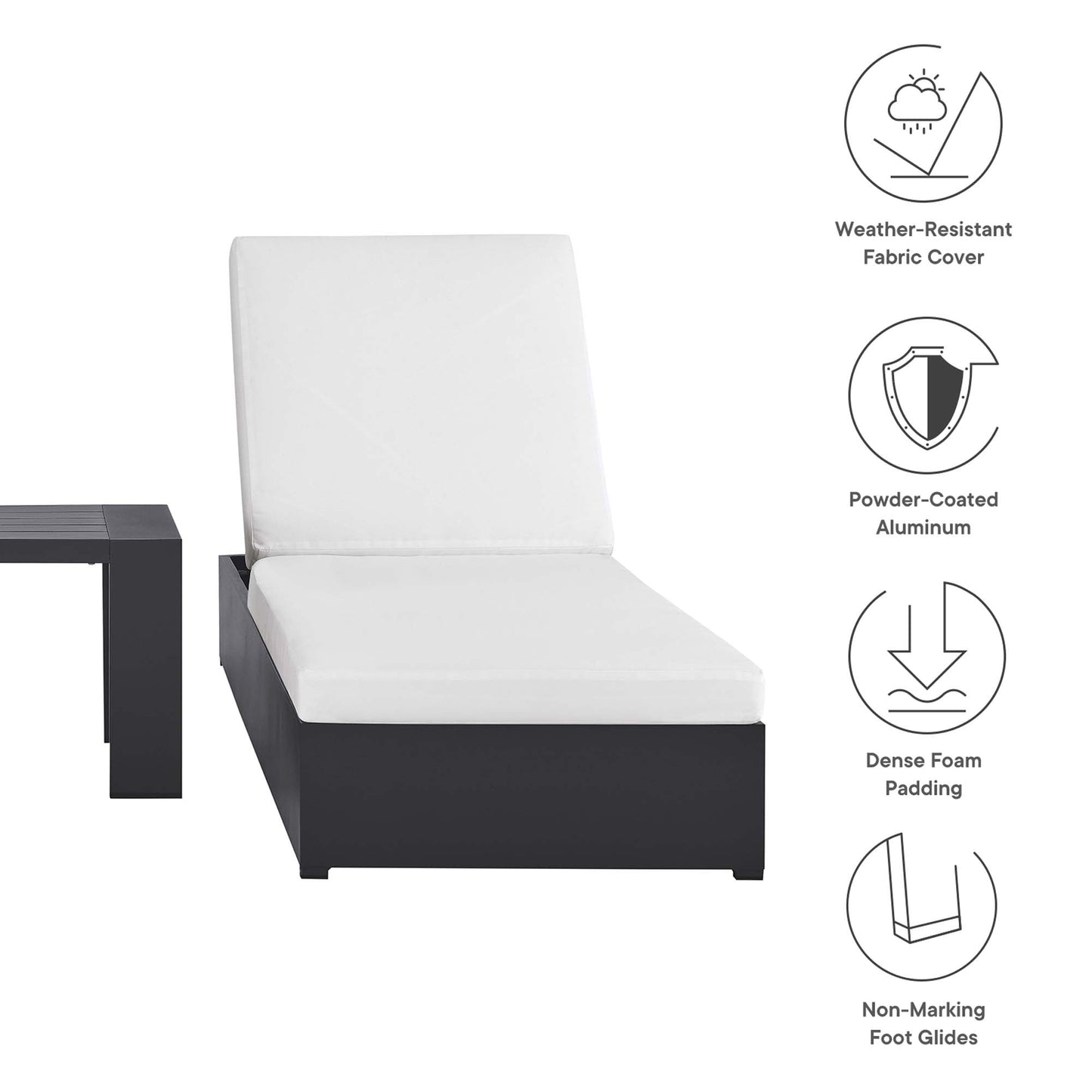 Tahoe 3 Piece Outdoor Patio Chaise and Side Table