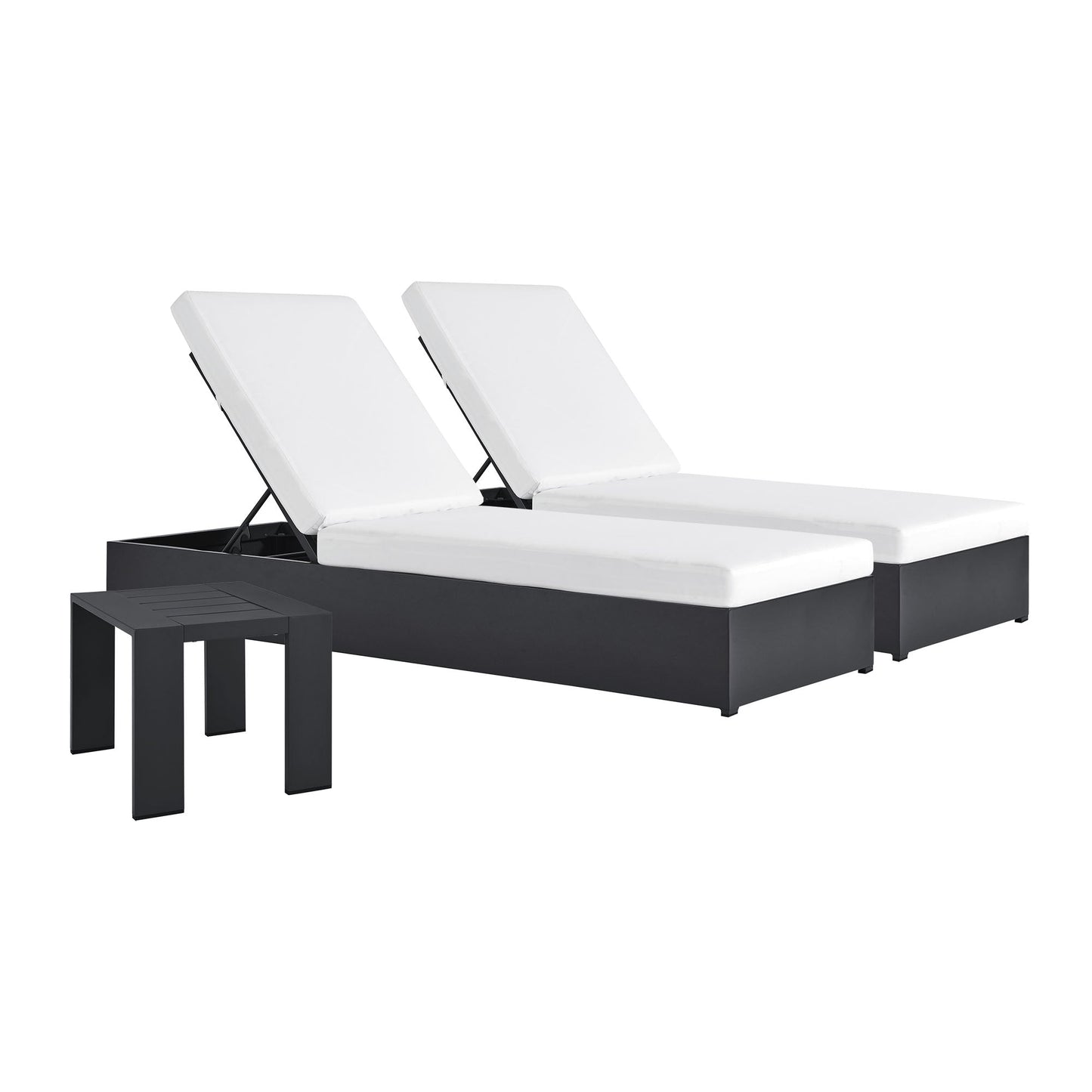 Tahoe 3 Piece Outdoor Patio Chaise and Side Table