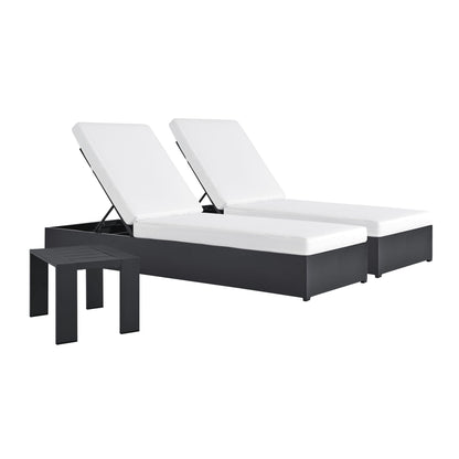 Tahoe 3 Piece Outdoor Patio Chaise and Side Table