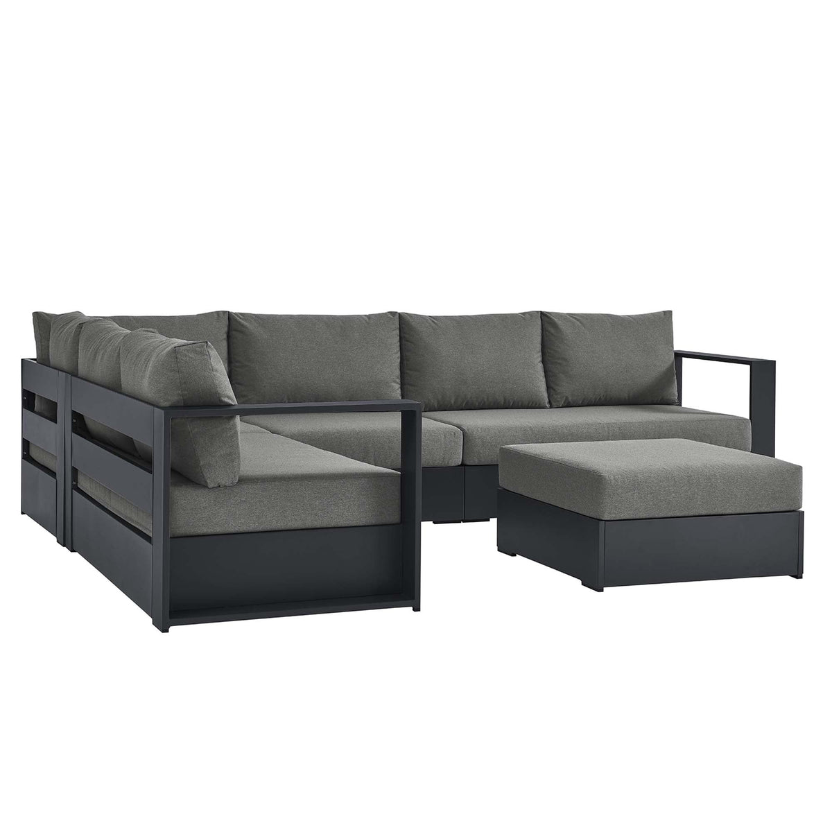 Tahoe 5-Piece Sectional with powder-coated aluminum frame and dark gray cushions HouseOfZazla on Tampa Home & Garden Store