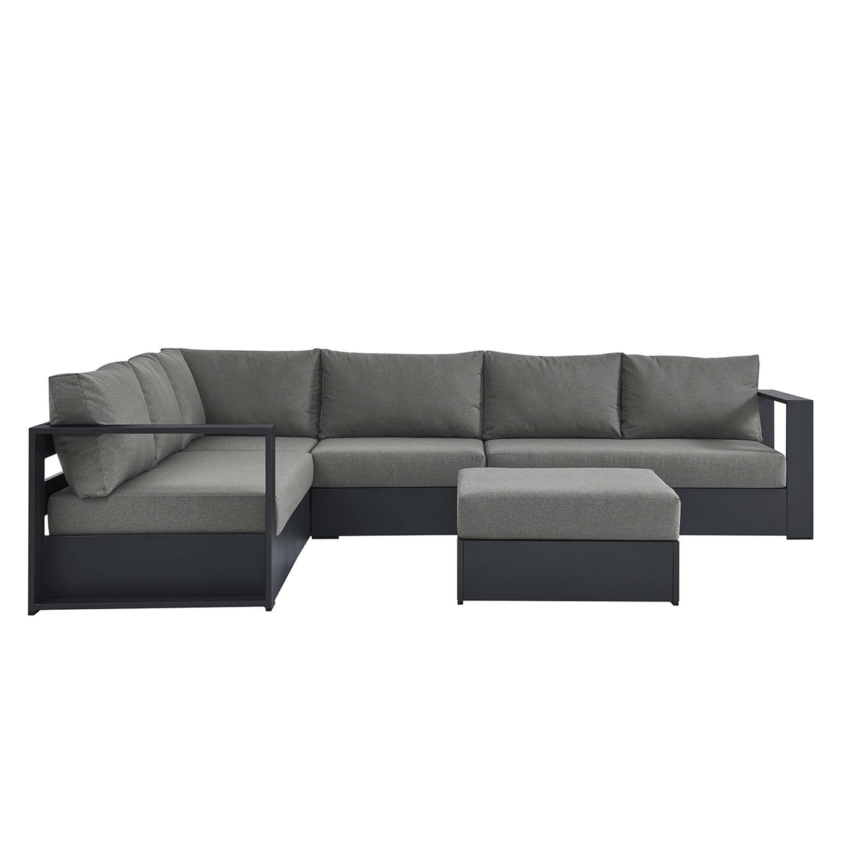 Modway Tahoe 5-Piece Sectional Sofa Set with gray cushions and powder-coated aluminum frame on Tampa Home & Garden Store