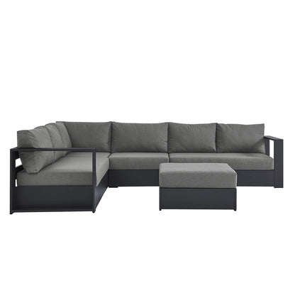 Modway Tahoe 5-Piece Sectional Sofa Set with gray cushions and powder-coated aluminum frame on Tampa Home & Garden Store