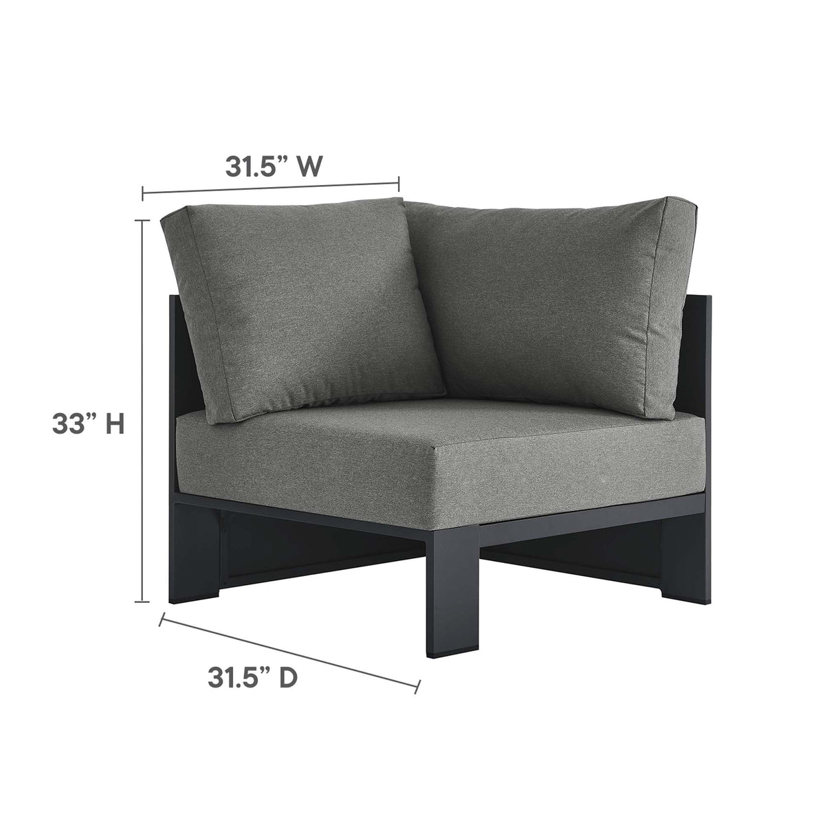 Tahoe 5-Piece Sectional Sofa Set by Modway with powder-coated aluminum frame and gray cushions on Tampa Home & Garden Store