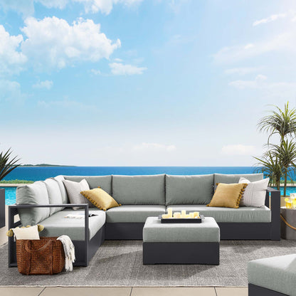 Tahoe 5-Piece Outdoor Sofa Set with powder-coated aluminum frame and gray cushions by Modway on Tampa Home & Garden Store