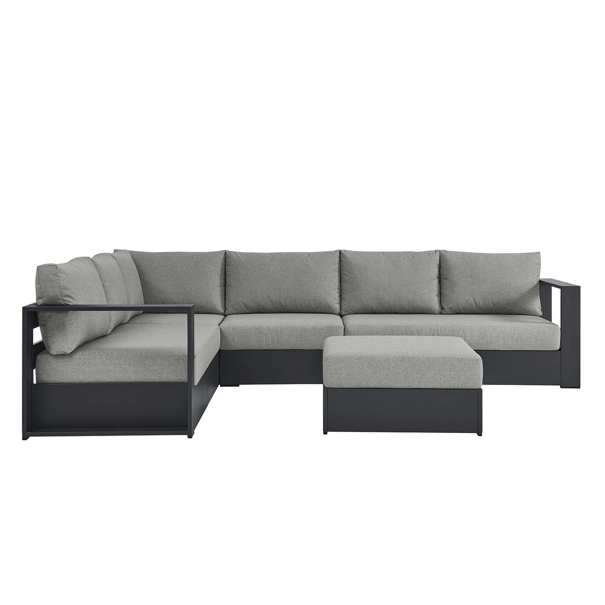 Tahoe 5-Piece Outdoor Patio Sectional Sofa Set gray cushions with powder-coated aluminum frame on Tampa Home & Garden Store