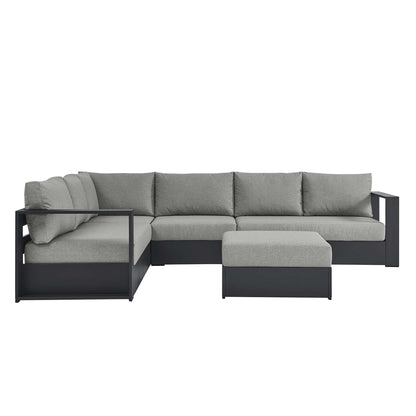 Tahoe 5-Piece Outdoor Patio Sectional Sofa Set gray cushions with powder-coated aluminum frame on Tampa Home & Garden Store