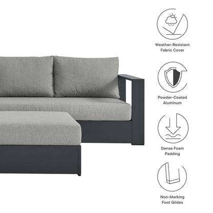Tahoe 5-Piece Sectional Sofa Set with gray cushions and powder-coated aluminum frame on Tampa Home & Garden Store