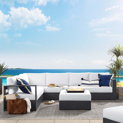 Tahoe 5-Piece aluminum sectional sofa set with white cushions by HouseOfZazla on Tampa Home & Garden Store
