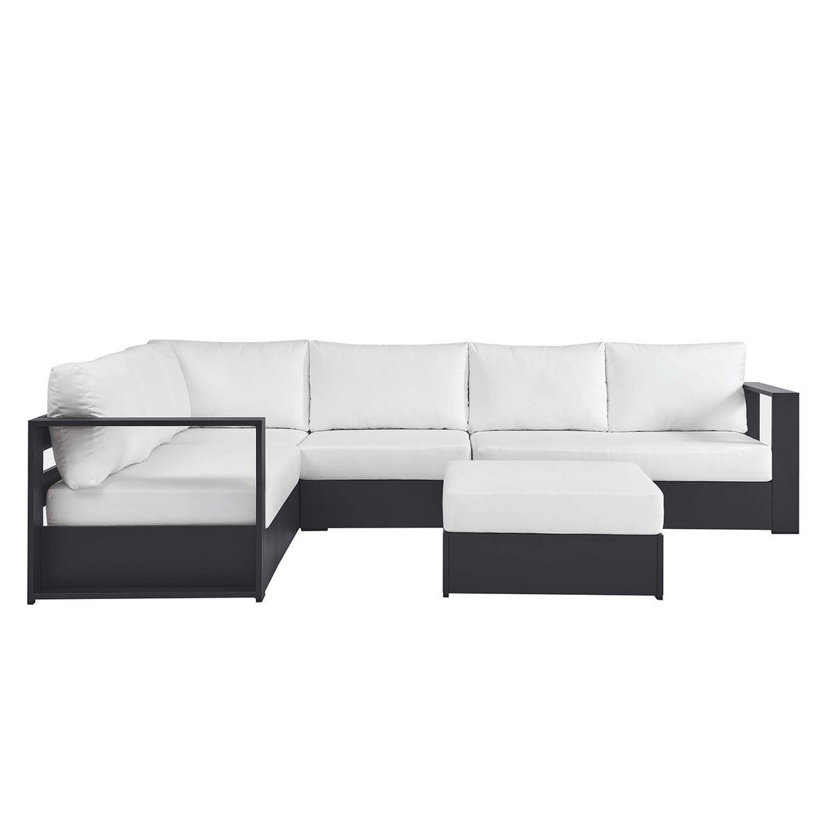Tahoe 5-Piece outdoor sectional sofa set with white cushions and powder-coated aluminum frame on Tampa Home & Garden Store