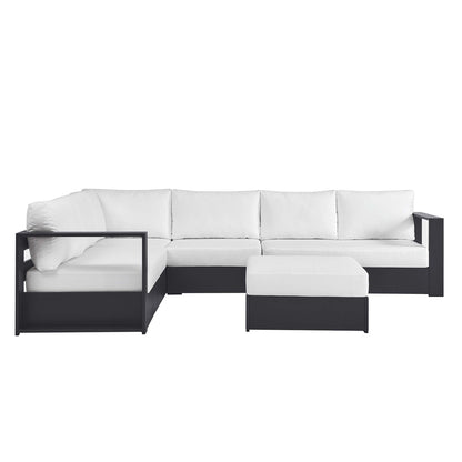Tahoe 5-Piece outdoor sectional sofa set with white cushions and powder-coated aluminum frame on Tampa Home & Garden Store