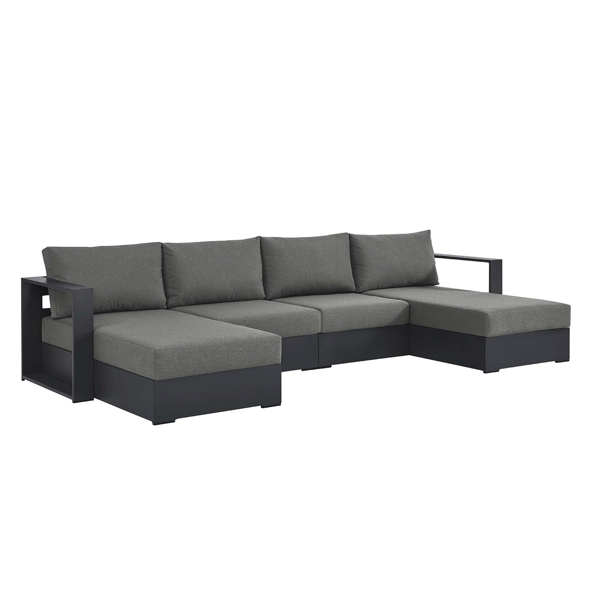 Tahoe 4-piece outdoor sectional sofa set with powder-coated aluminum frame and gray cushions on Tampa Home & Garden Store