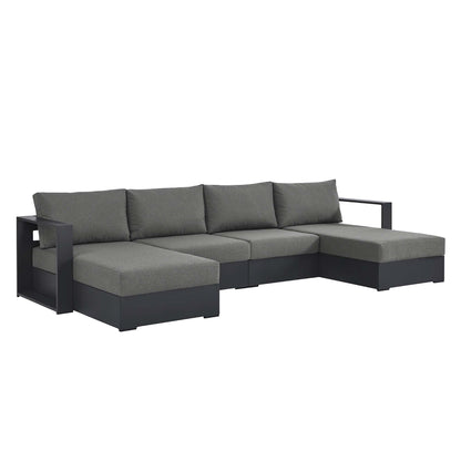 Tahoe 4-piece outdoor sectional sofa set with powder-coated aluminum frame and gray cushions on Tampa Home & Garden Store
