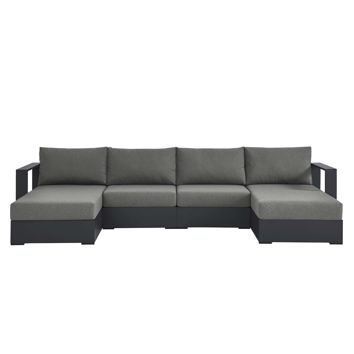 Tahoe 4-Piece Outdoor Patio Sectional Sofa Set with aluminum frame and gray cushions by Modway on Tampa Home & Garden Store