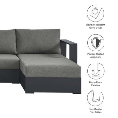 Modway Tahoe 4-Piece powder-coated aluminum outdoor sectional sofa set with dark gray cushions on Tampa Home & Garden Store