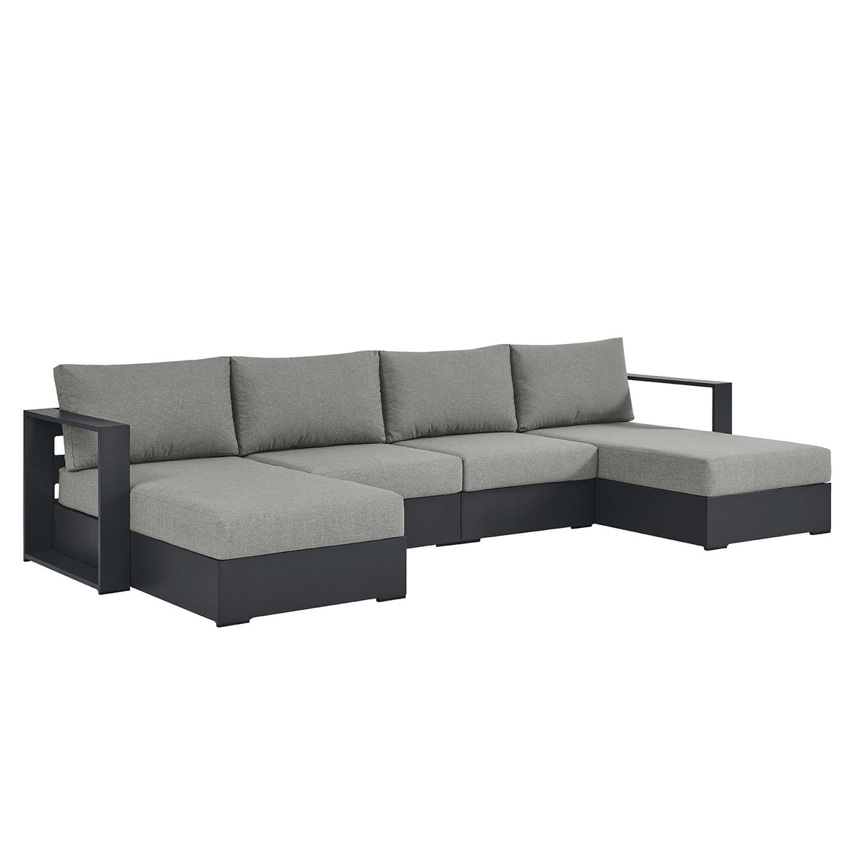 Tahoe 4-Piece Powder-Coated Aluminum Sectional Sofa Set with Gray Cushions by HouseOfZazla on Tampa Home & Garden Store