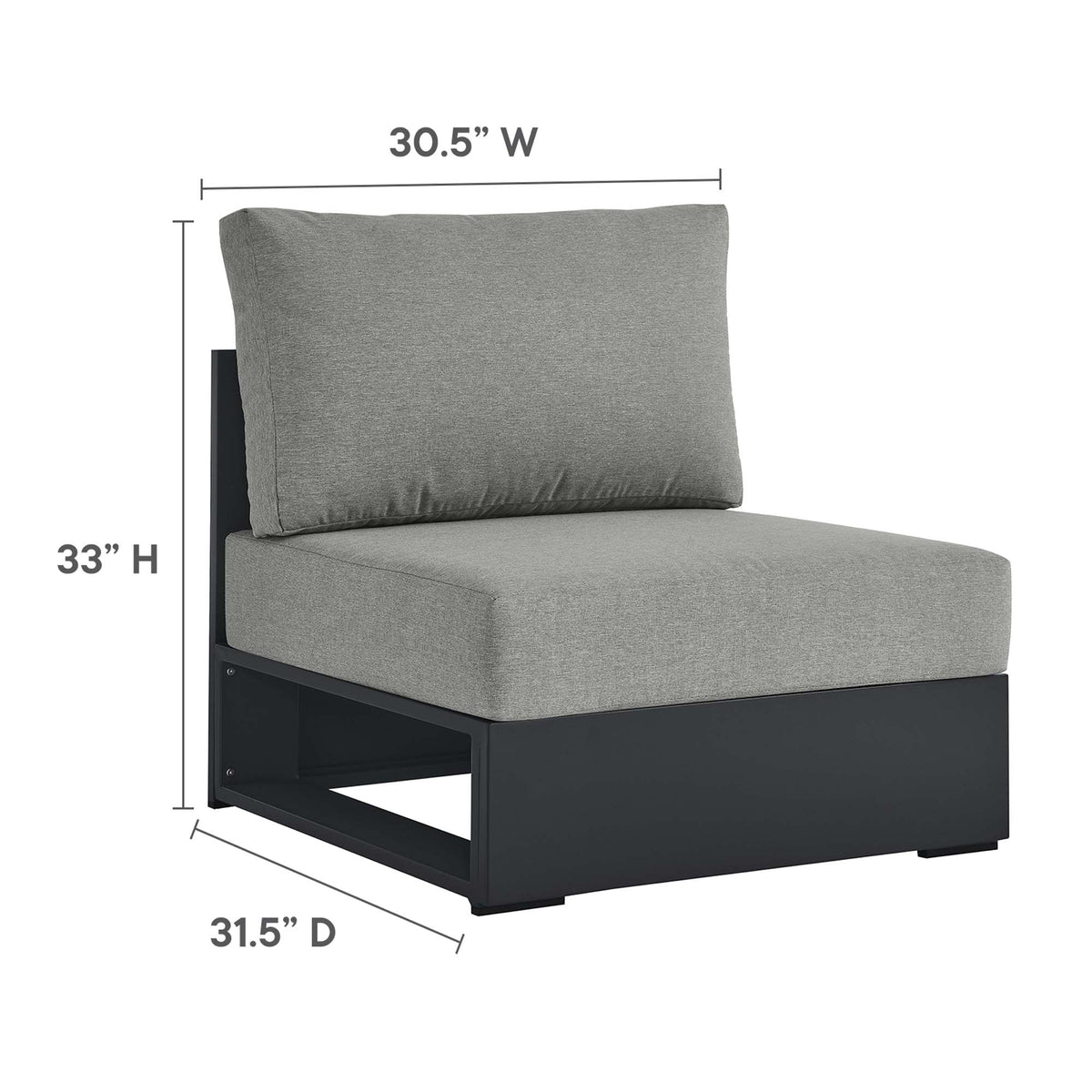 Modway Tahoe 4-Piece sofa sectional with gray cushions and powder-coated aluminum frame on Tampa Home & Garden Store