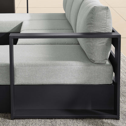 Tahoe 4-Piece outdoor sectional sofa set with powder-coated aluminum frame and gray cushions on Tampa Home & Garden Store