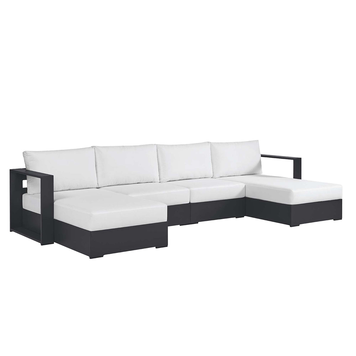 Tahoe 4-Piece outdoor patio sectional with white cushions and powder-coated aluminum frame on Tampa Home & Garden Store