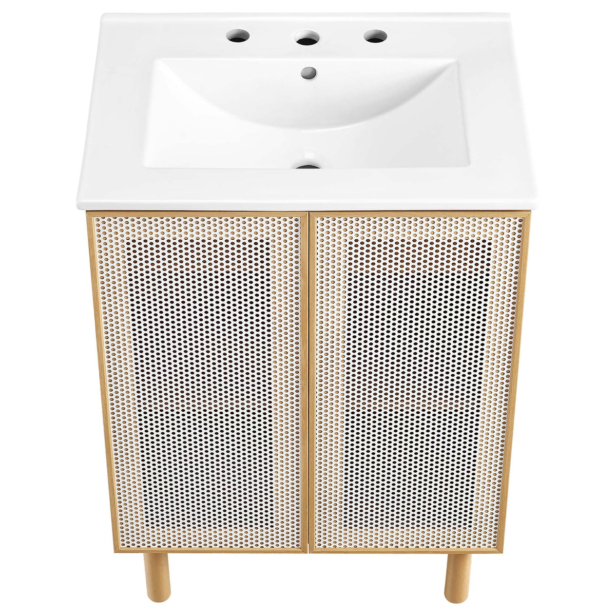Calla 24in perforated metal bathroom vanity with white sink by HouseOfZazla on Tampa Home & Garden Store