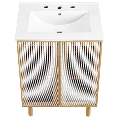 Calla 24in perforated metal bathroom vanity with white sink by HouseOfZazla on Tampa Home & Garden Store