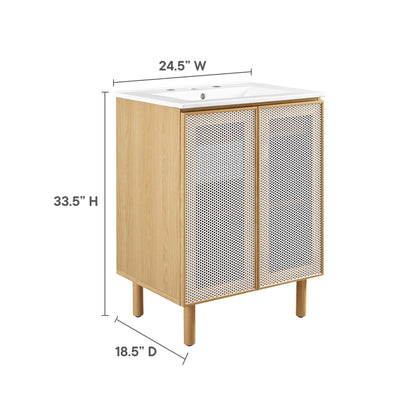Calla 24in perforated metal bathroom vanity with white top and wood cabinet by HouseOfZazla on Tampa Home & Garden Store