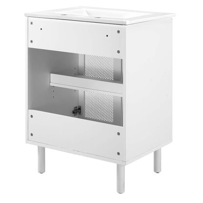 Calla 24in perforated metal bathroom vanity white with front perforated panel by Modway on Tampa Home & Garden Store