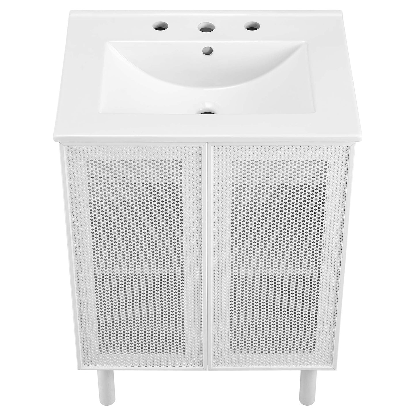 Calla 24in perforated metal bathroom vanity with white top by HouseOfZazla on Tampa Home & Garden Store